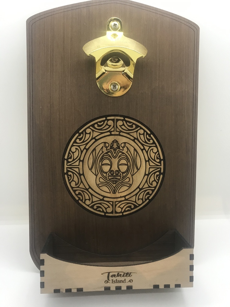 Tiki Marquetry Wall Bottle Opener